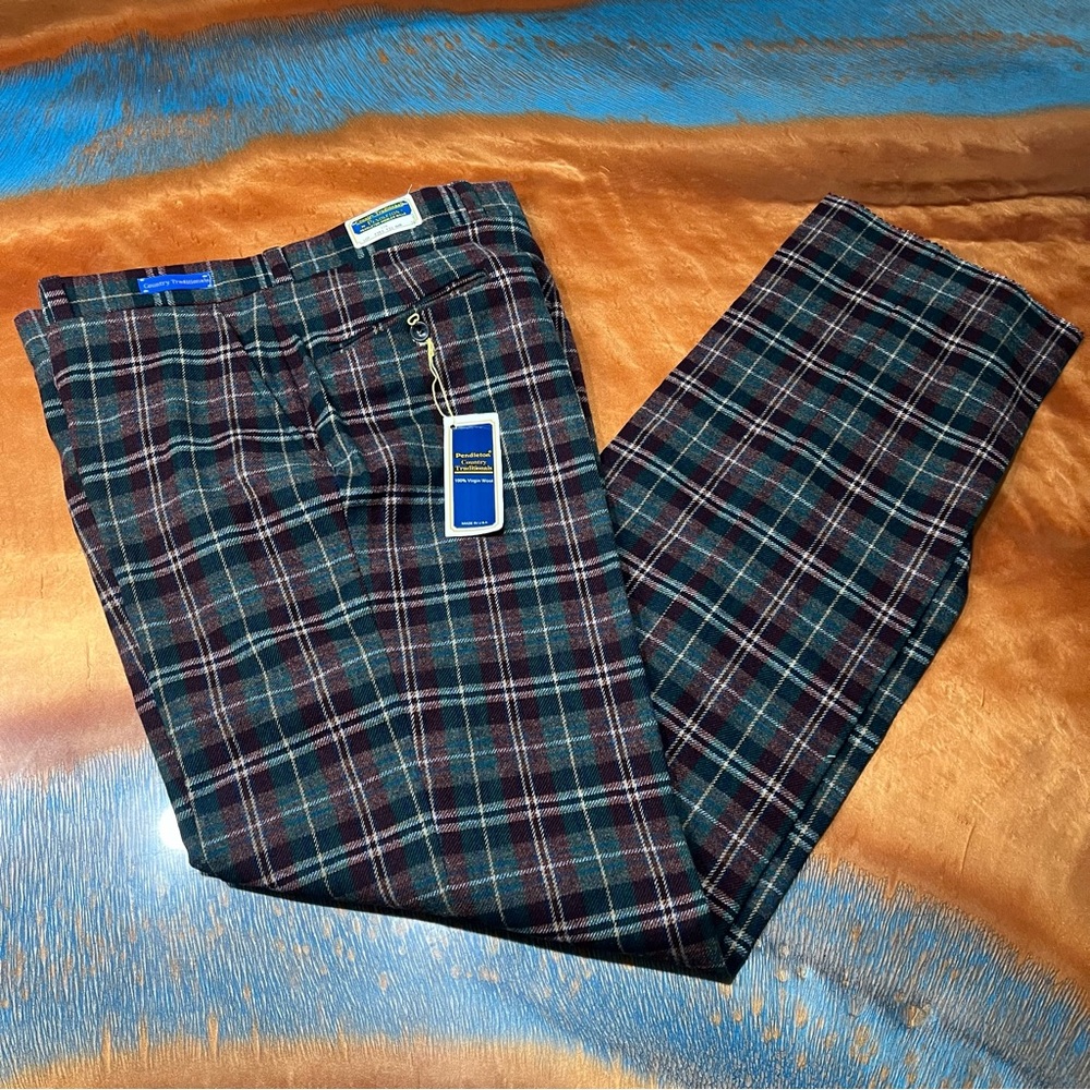 Vintage NOS Pendleton Wool Plaid Pants 36 country traditional new USA tartan